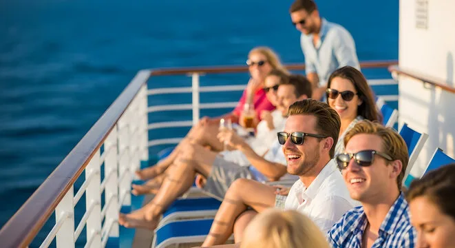 Group of friends on a cruise ship deck — what is a group cruise guide