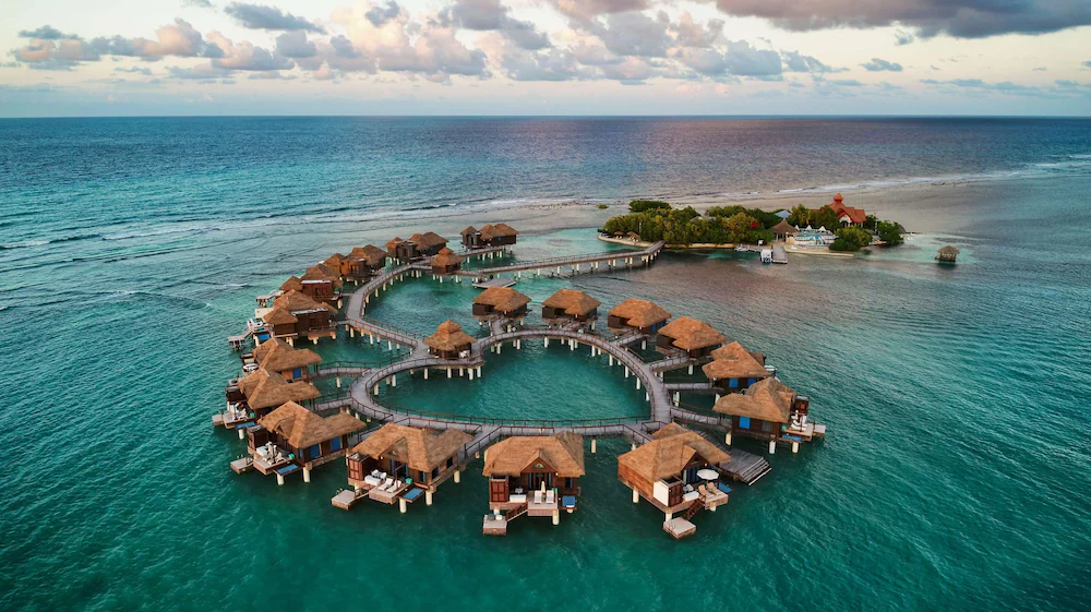 Luxury all-inclusive resort pool and beach at a Sandals or Beaches resort in the Caribbean